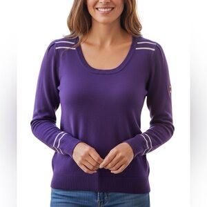 Purple Sweater with White Stripes - made in Italy